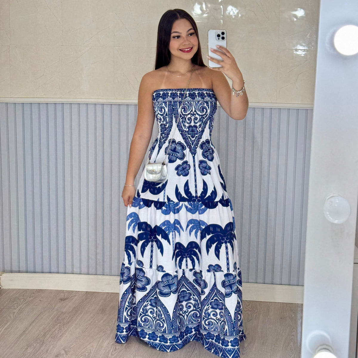 Vestido Longo Lastex Lauren Crepe de Seda