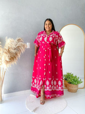 Vestido Chemise Longo na cor Rosa