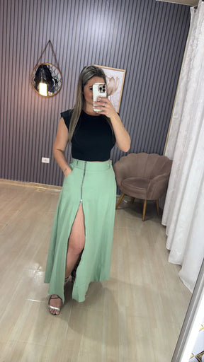 Saia Longa Zíper Bia