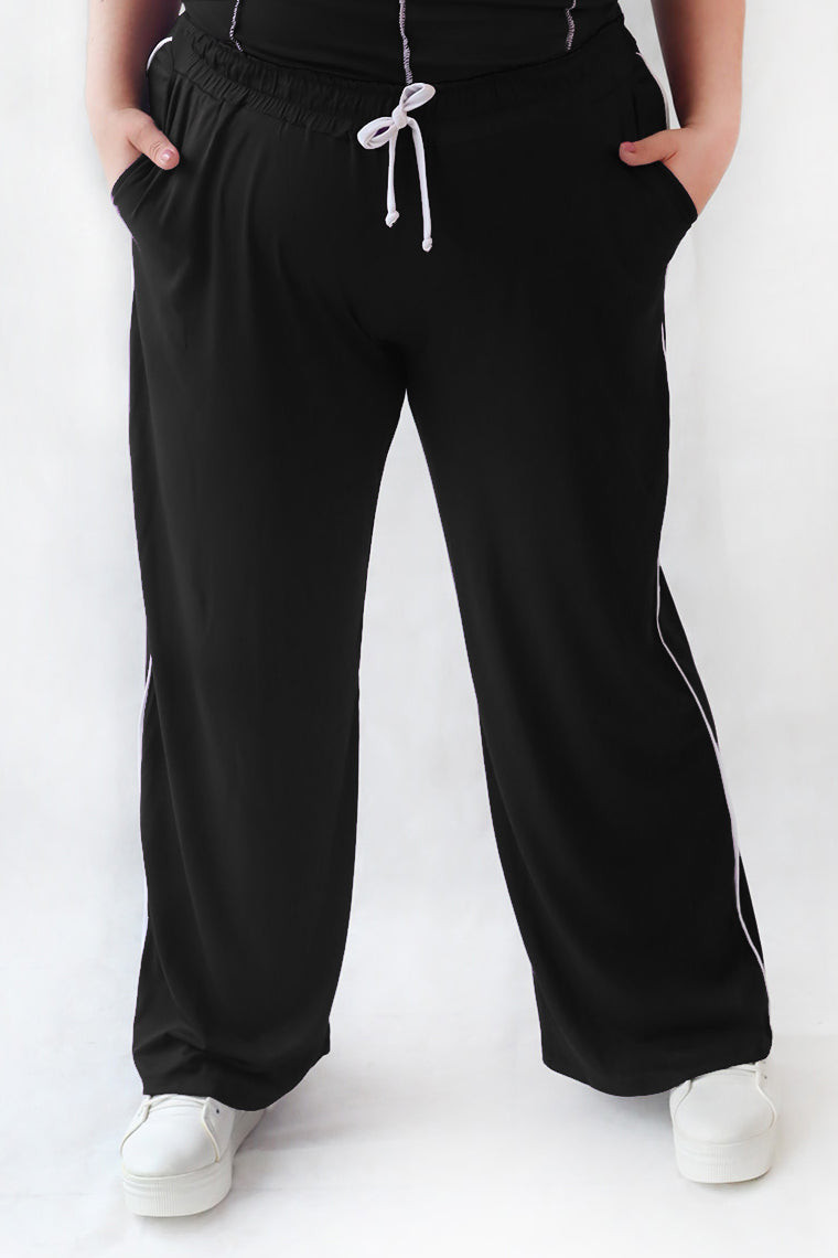 Calça Pantalona De Malha Com Elastico Na Cintura