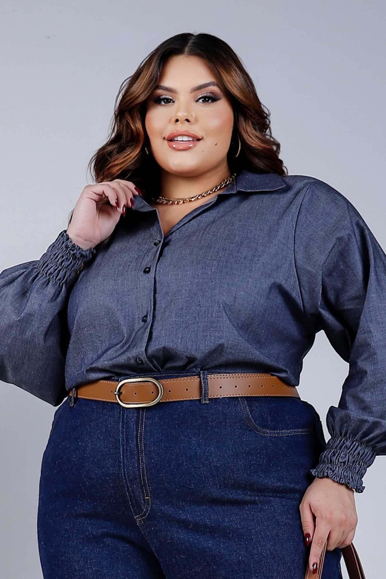 Cinto de Couro Sintético com Fivela Oval Caramelo