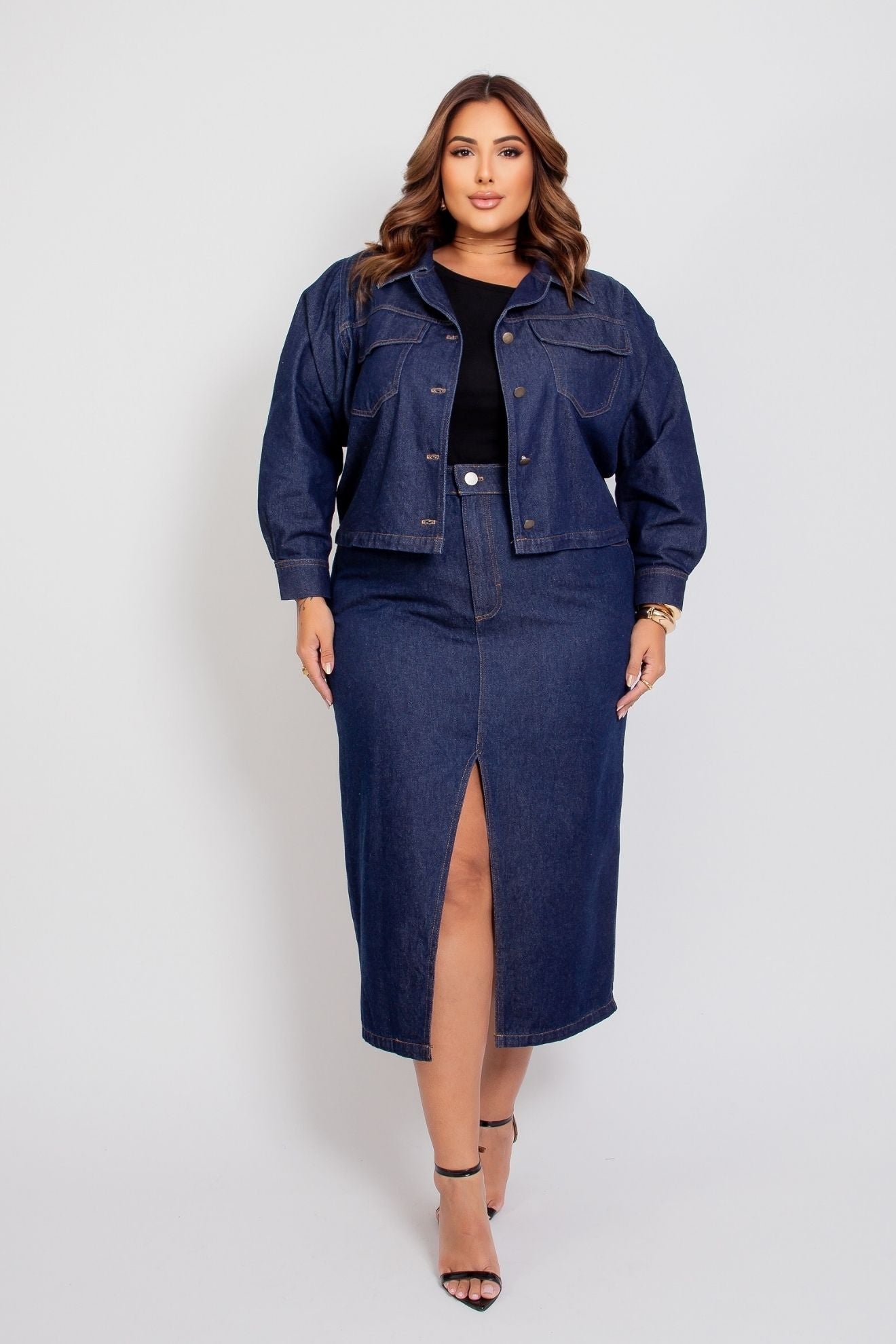 Jaqueta Jeans Azul Escuro