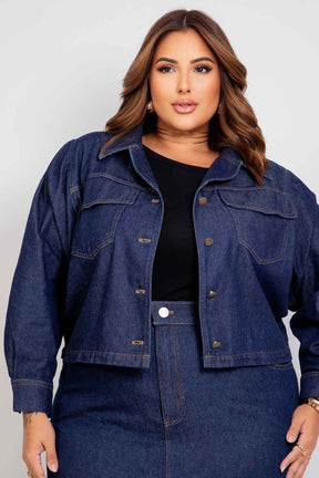 Jaqueta Jeans Azul Escuro