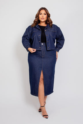 Jaqueta Jeans Azul Escuro