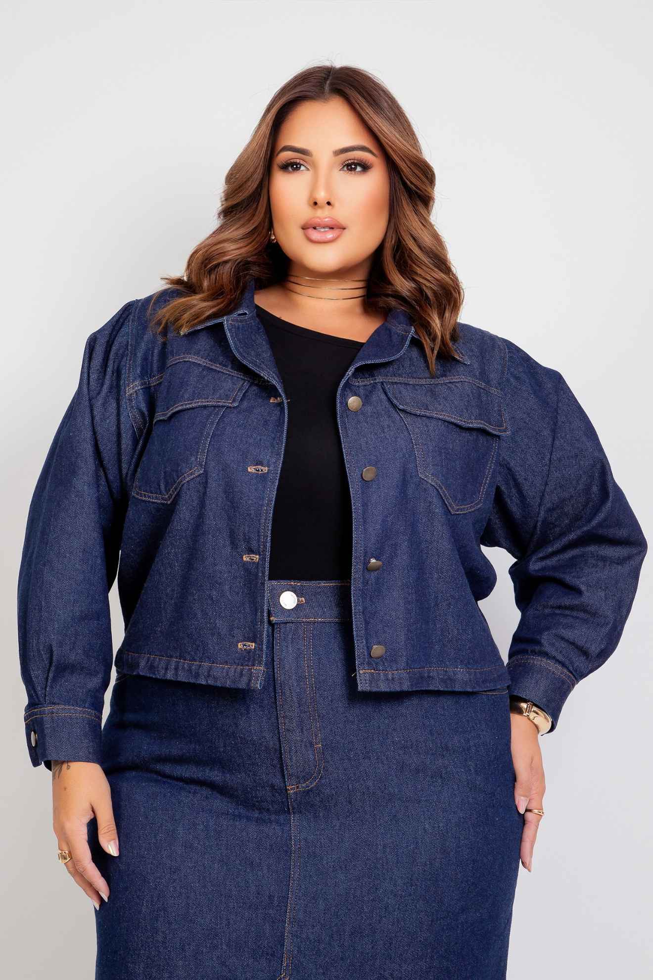 Jaqueta Jeans Azul Escuro