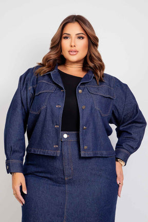 Jaqueta Jeans Azul Escuro