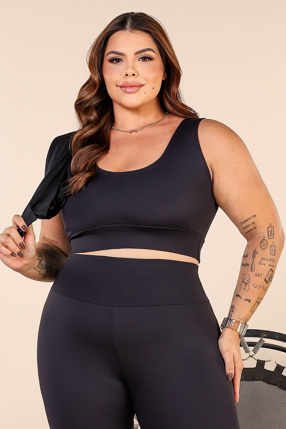 Top Duplo de Poliamida e Alças Largas