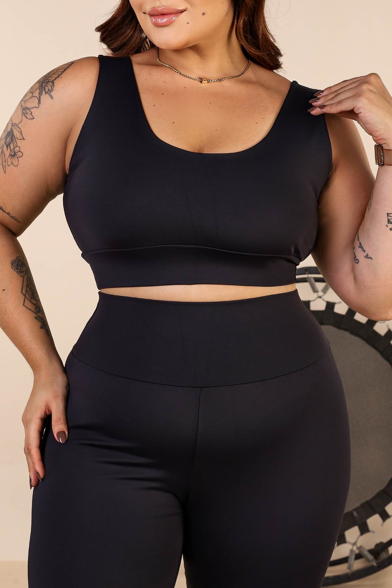 Top Duplo de Poliamida e Alças Largas